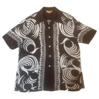 40's "ROYAL　PALM”　「WHITE　HERON（シロサギ）　PATTERN」　BILLIARDS　STYLE　（MIAMI　STYLE）　RAYON　HAWAIIAN　SHIRTS　SIZE表記：L　SPECIAL !!