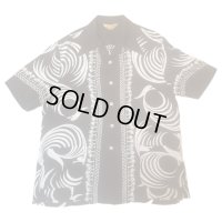 40's "ROYAL　PALM”　「WHITE　HERON（シロサギ）　PATTERN」　BILLIARDS　STYLE　（MIAMI　STYLE）　RAYON　HAWAIIAN　SHIRTS　SIZE表記：L　SPECIAL !!