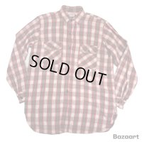 50's "ROOMY RICHARD"　CHECKED PATTERN　HEAVY　COTTON FLANNEL　SHIRTS　マチ付き    SIZE:M 程