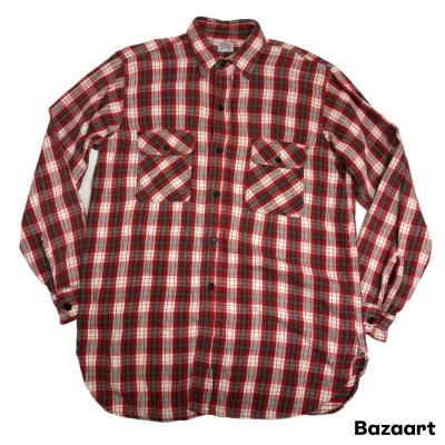 画像1: 40's "ROOMY RICHARD"　CHECKED PATTERN　HEAVY　COTTON FLANNEL　SHIRTS　マチ付き　SIZE:L 程