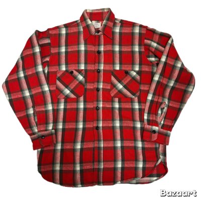 画像1: 50's- "Sears"　CHECKED PATTERN　HEAVY　FLANNEL　SHIRTS　マチ付き