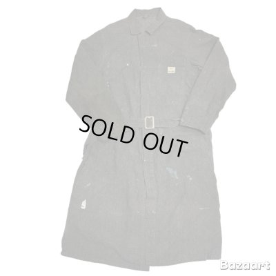 画像1: late 50's "SEARS"　BLACK　CHAMBRAY　SHOP　COAT　WITH WAIST BELT