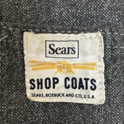 画像2: late 50's "SEARS"　BLACK　CHAMBRAY　SHOP　COAT　WITH WAIST BELT