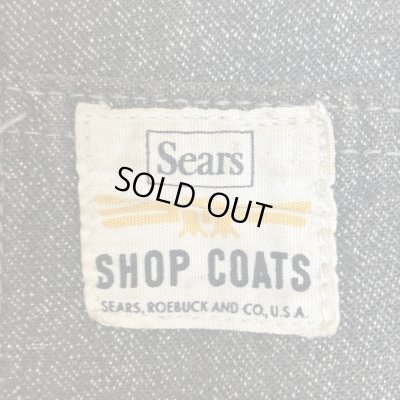 画像2: late 50's "SEARS"　BLACK　CHAMBRAY　SHOP　COAT　WITH WAIST BELT