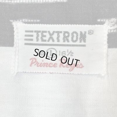 画像2: 50's- "TEXTRON"　BLACK × WHITE × RED　BORDER　PATTERN　PRINTED　COTTON　LONG　SLEEVE　SHIRTS　SIZE表記：L