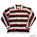 画像1: 50's- "TEXTRON"　BLACK × WHITE × RED　BORDER　PATTERN　PRINTED　COTTON　LONG　SLEEVE　SHIRTS　SIZE表記：L (1)