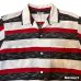 画像5: 50's- "TEXTRON"　BLACK × WHITE × RED　BORDER　PATTERN　PRINTED　COTTON　LONG　SLEEVE　SHIRTS　SIZE表記：L
