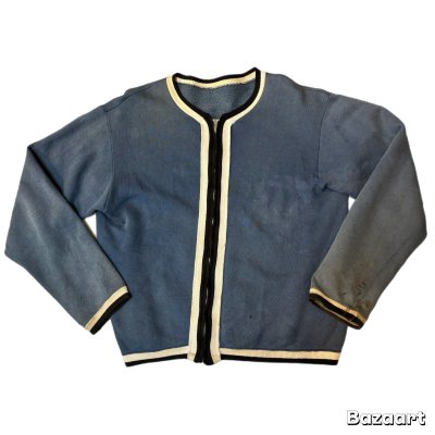 画像1: 50's 「TAPING　LINE　FULL ZIP」　SWEAT　SHIRTS（CARDIGAN）　COBALT BLUE × BLACK × WHITE　rare color !!