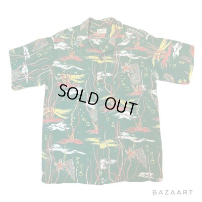 画像1: 50's "GUYMONT"　RAYON　HAWAIIAN SHIRTS　in the sea　SIZE:M　good printing !!