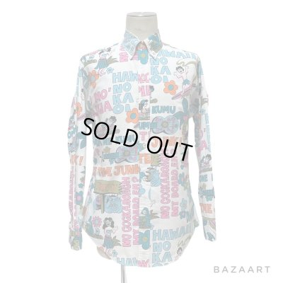 画像24: around 80's "Go Barefoot"　LONG SLEEVE　PRINTED　COTTON HAWAIIAN SHIRTS　good printed !!