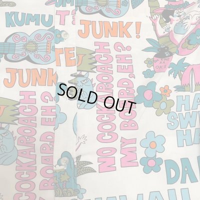 画像16: around 80's "Go Barefoot"　LONG SLEEVE　PRINTED　COTTON HAWAIIAN SHIRTS　good printed !!