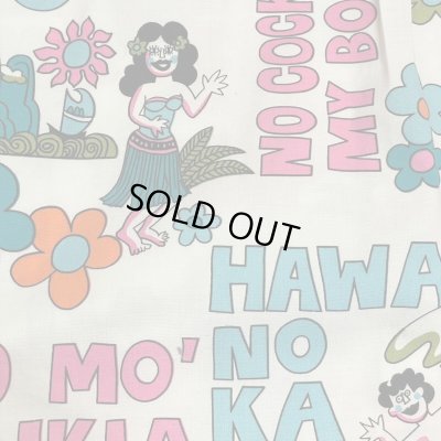 画像14: around 80's "Go Barefoot"　LONG SLEEVE　PRINTED　COTTON HAWAIIAN SHIRTS　good printed !!