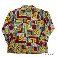 40's "DEER CREEK"　ABSTRACT PATTERN　COTTON PRINTED　FRANNEL SHIRTS　very good printing !!　SIZE：M