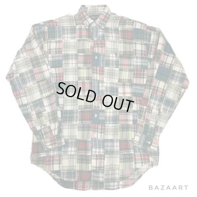 画像1: 90's OLD　”RALPH"　MADRAS CHECK　PATTERN　PATCH WORK　LONG SLEEVE　BUTTON DOWN SHIRTS　SIZE:L