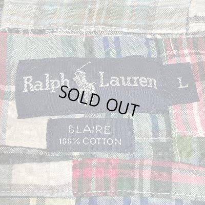 画像2: 90's OLD　”RALPH"　MADRAS CHECK　PATTERN　PATCH WORK　LONG SLEEVE　BUTTON DOWN SHIRTS　SIZE:L