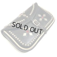 50's DEAD STOCK　LEATHER CLUTCH BAG  with STUDS 