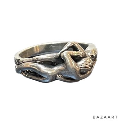 画像1: 60's- DEAD STOCK　"SEX"　MOTIF　SILVER RING　正常位　16号