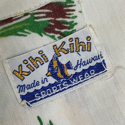 画像2: 40's DEAD STOCK　"Kihi Kihi"　RAYON　HAWAIIAN SHIRTS　WHITE　size:BOY'S