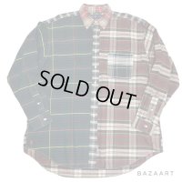 -90's "RALPH"　"BIG POLO"　「The Big Oxford」　CRAZY PATTERN　LONG SLEEVE 　BUTTON DOWN SHIRTS　右裾 ワンポイントあり !!
