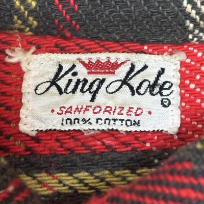 画像2: 50's "King Kole"　CHECKED PATTERN　COTTON　HEAVY　FLANNEL　SHIRTS　マチ付き　SIZE：M 程