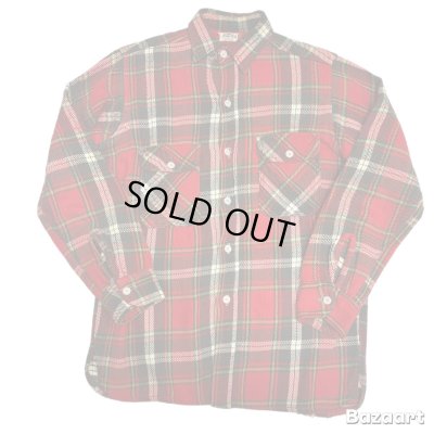 画像1: 50's "King Kole"　CHECKED PATTERN　COTTON　HEAVY　FLANNEL　SHIRTS　マチ付き　SIZE：M 程