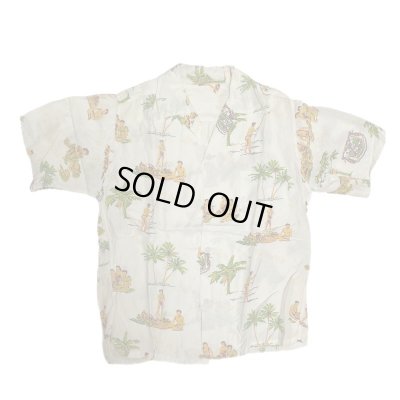 画像1: 40's "Kihi Kihi"　RAYON　HAWAIIAN SHIRTS　WHITE　size:M 程