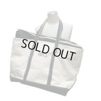 around 90's　”L.L. BEAN”　COTTON　CANVAS　TOTE BAG　WITH　ZIPPER　BLACK × WHITE