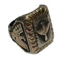 40's "U.S. ARMY AIR CORPS AND THUNDERBIRD"　SILVER × GOLD　MEXICAN SOUVENIR RING