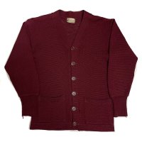 40's SOLID  WOOL KNIT CARDIGN   BURGUNDY