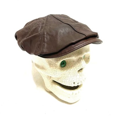 画像1: 60's ”8 PANNELS”　LEATHER　NEWSBOYS HAT　DARK BROWN