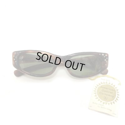 画像1: 50's DEAD STOCK フラッシャー付き　AMERICAN OPTICAL　CATS EYE SUNGLASSES