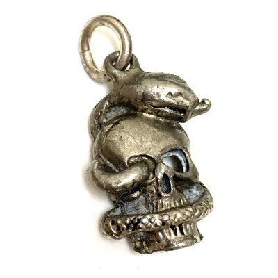 画像3: 50’s SKULL＆SNAKE SILVER PENDANT TOP