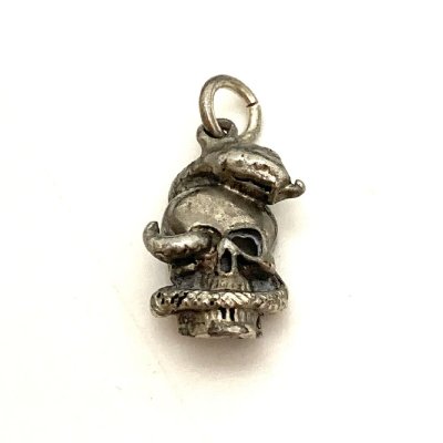 画像1: 50’s SKULL＆SNAKE SILVER PENDANT TOP