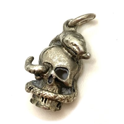 画像2: 50’s SKULL＆SNAKE SILVER PENDANT TOP