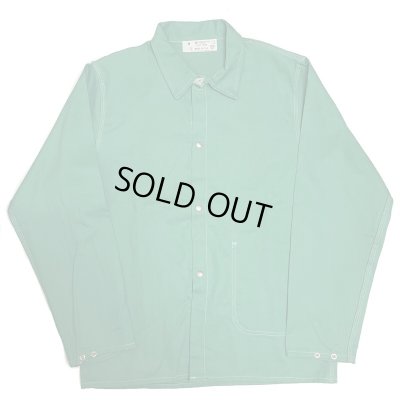 画像1: 60's〜 DEAD STOCK　”UNIVERSAL OVERALL”　peppermintgreen 　GREEN SATEEN TWILL　CHORE JACKET（COVERALL JACKET）　size:M