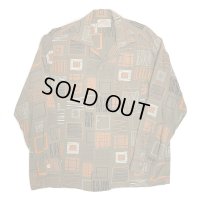 50's ”SQUIGGLE PATTERN　WITH BROWN BACKGROUND　AND SQUIGGLES AND SQUIGGLES”　RAYON LONG SLEEVE SHIRTS　　　　　SPECIAL