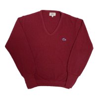 80's OLD　"IZOD LACOSTE"　PULLOVER　KNIT　BURGUNDY　青ワニ one point !!