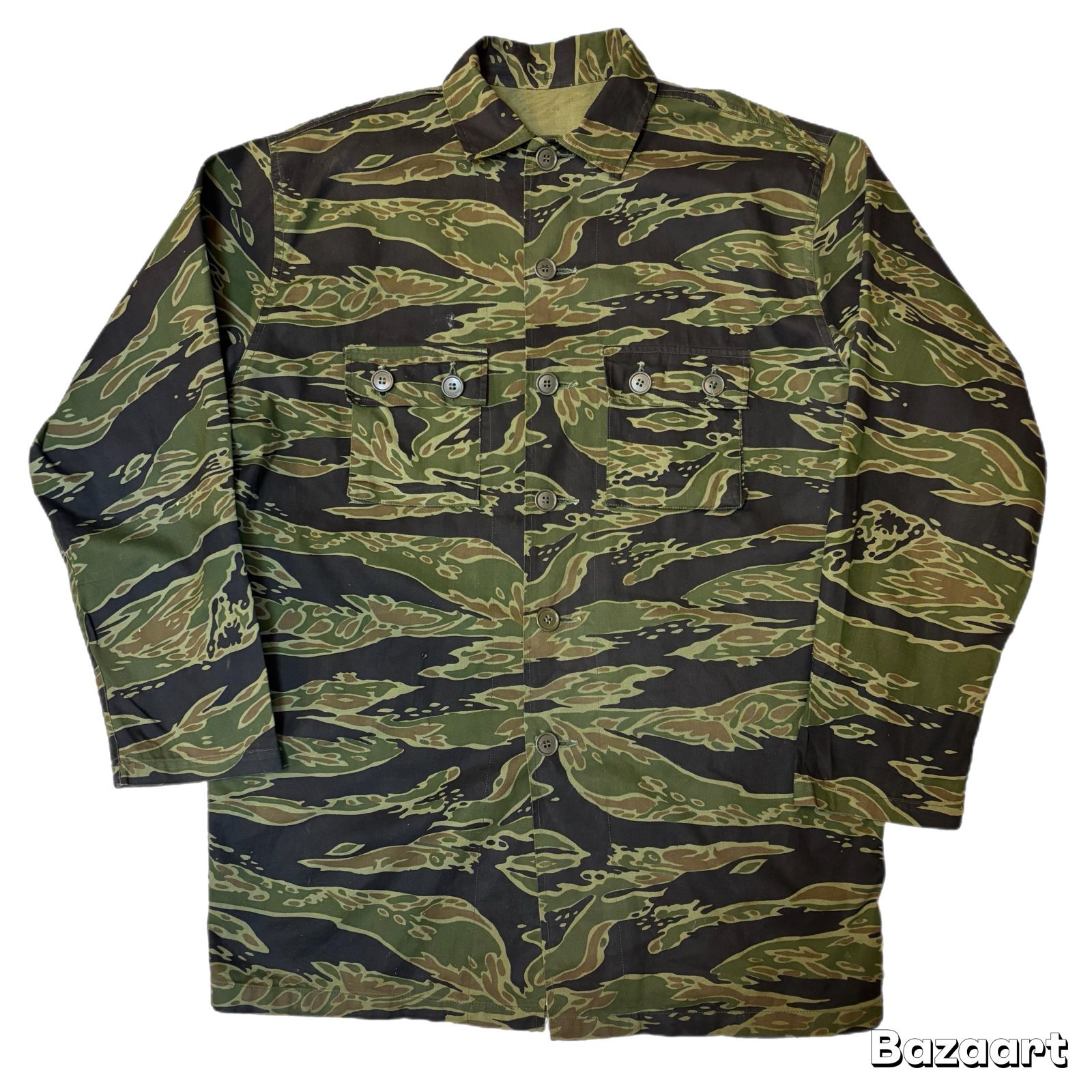60's DEAD STOCK　VIETNAM　WAR　”TIGER　STRIPE　CAMO.”　PATTERN　MILITARY　SHIRTS　Big size !!　