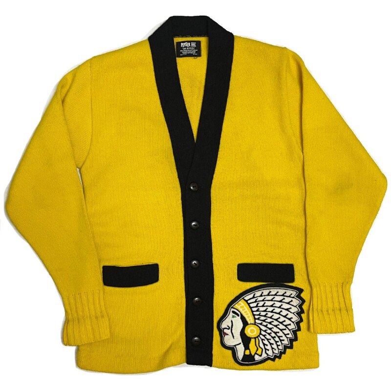 〜70's LETTERED　CARDIGAN　YELLOW × BLACK