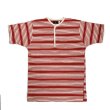 画像1: 60's〜 RED×WHITE　BORDER Tee SHIRTS　with HENRY NECK and POCKET　MINT CONDITION (1)