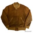 画像1: 1935's　”MA-１”　STYLE　FULL ZIP.　ALL RIB　STYLE　and CHINSTRAP　NUBBUCK SUEDE　LEATHER JACKET　WITH　TALON 扇形 RIVET ZIPPER　good style !! (1)