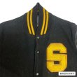 画像3: 60's-　ARM LEATHER　BASEBALL JACKET　BLACK × BLACK　with PATCHES　good color !! (3)