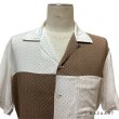 画像4: 50's ”SPIRE　CALIFORNIA"　FRONT PANNEL　切り替えし　BROWN × WHITE　PIN DOT　PRINTED　SHORT SLEEVE　RAYON SHIRTS　SIZE：L　very good design !! (4)