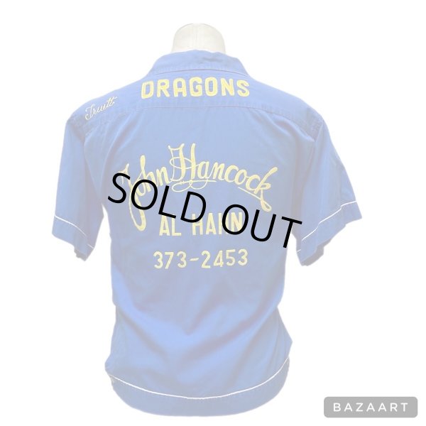 画像19: 50's- "HILTON"　COTTON　BOWLING SHIRTS　with 「DRAGONS」　good embroidery !!　SIZE：L (19)
