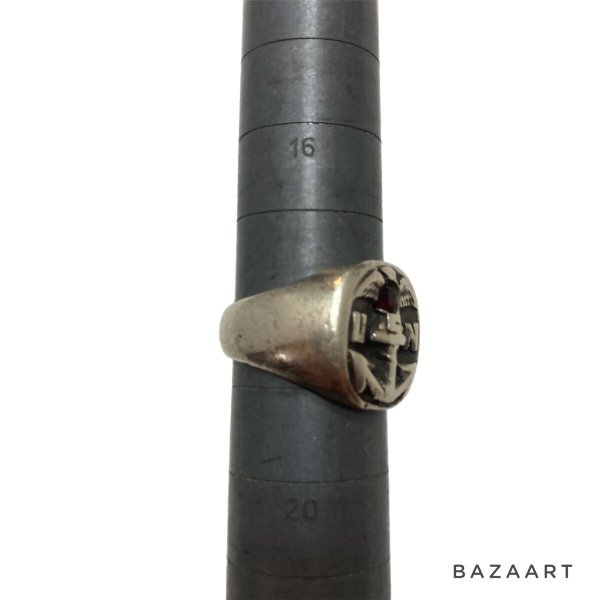 画像12: 40's "U.S.NAVY"　STERLING SILVER　with RED STONE　MIRLITARY RING　good design !! (12)