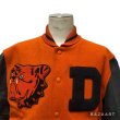 画像20: 50's "W.H.Whiting"　BLACK × ORANGE　ARM LEATHER　BASEBALL JACKET　with BULLDOG PATCH　and DOUBLE RIB KNIT (20)