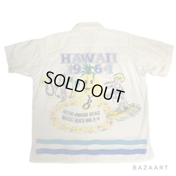 画像1: 1964's　”1964 Cartoon Pop Art　Y.P.O.　Event”　COTTON　HAWAIIAN SHIRTS　「WEAR IN BRIGHT SUNSHINE ON WAIKIKI BEACH　MAR.　8-14,　1964」　SPECIAL !!　　 (1)