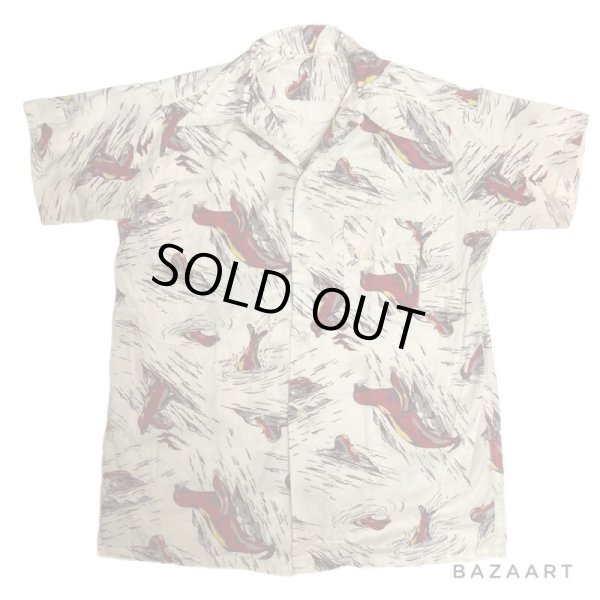 画像1: 40's-　”SEA LION”　PATTERN　COTTON　HAWAIIAN　SHIRTS (1)