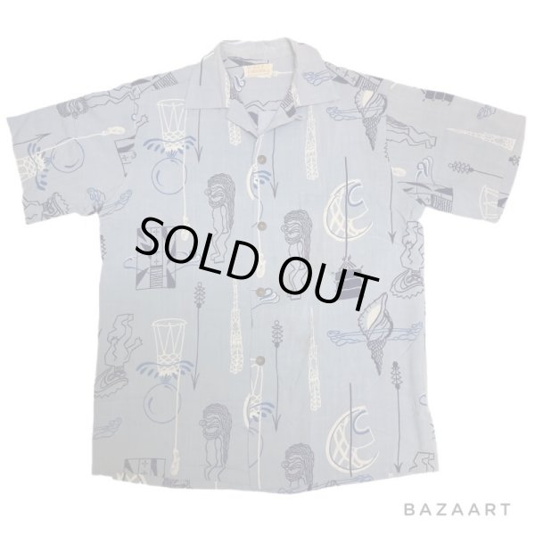 画像1: 50's "Tropicana"　「HAWAIIAN　TIKI」 PATTERN　RAYON　HAWAIIAN SHIRTS (1)