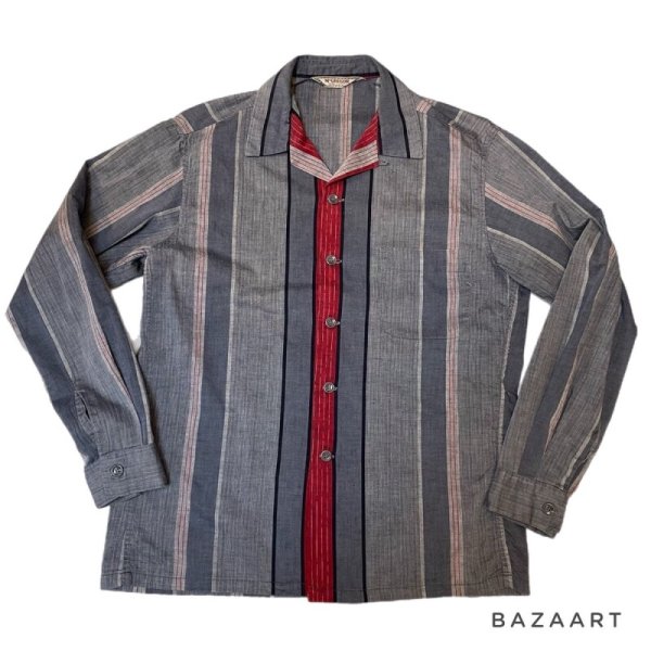 画像1: 50's "Mc Gregor"　STRIPE　Gradation  PATTERN　 LONG SLEEVE　 RAYON  SHIRTS (1)